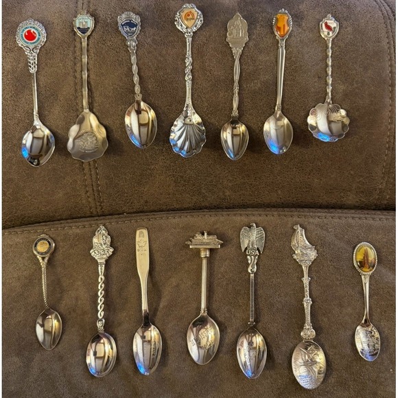 Other - Vintage Lot 14 Collectible Spoons Souvenir Silver Plated 3.75"-5"